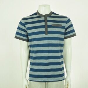 Club Ride Buxton MTB Bike Cycling Jersey Shirt Mens Medium Blue Striped 1/4-Zip